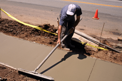 Sidewalk finishing · Bull-float pass
