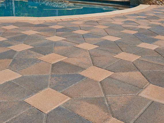 Diamond-pattern pool deck pavers
